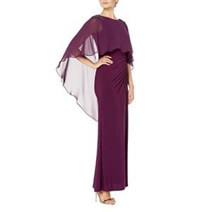 NWT Adrianna Papell Chiffon Capelet Shiraz Gown Size 4